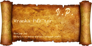 Vranka Péter névjegykártya